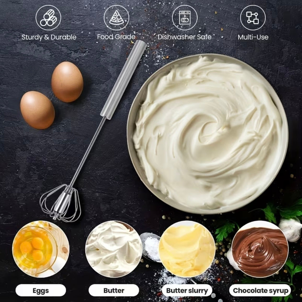 Multifunctional Stainless Steel Whisk & Milk Frother