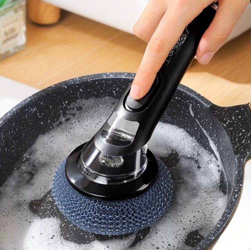Soap-Dispensing Pot Brush